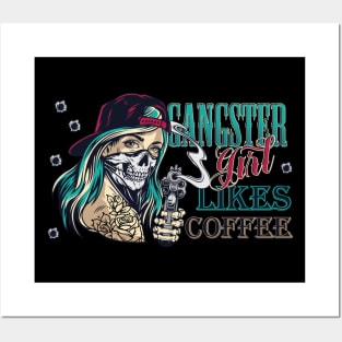 Gangster girl with gun with mask Posters and Art